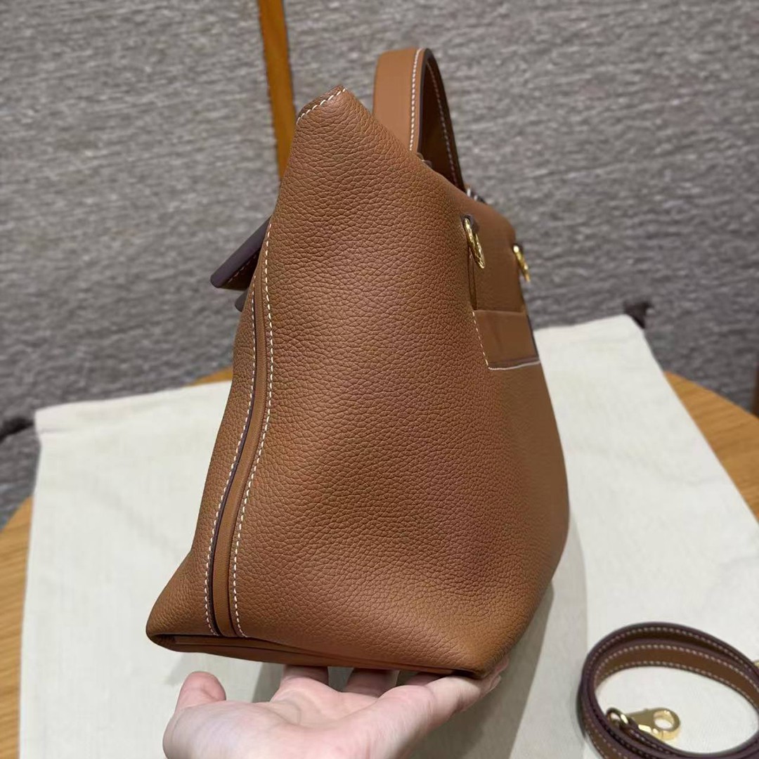Hermes Kelly 2424 24/24 Bag 29CM Handmade In Togo and Swift Calfskin Leather Gold Hardware 37 Gold - Image 19