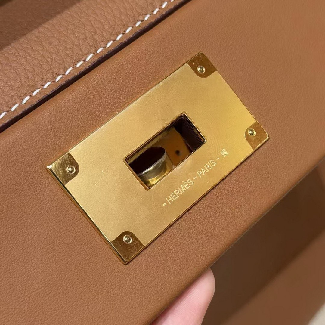 Hermes Kelly 2424 24/24 Bag 29CM Handmade In Togo and Swift Calfskin Leather Gold Hardware 37 Gold - Image 16