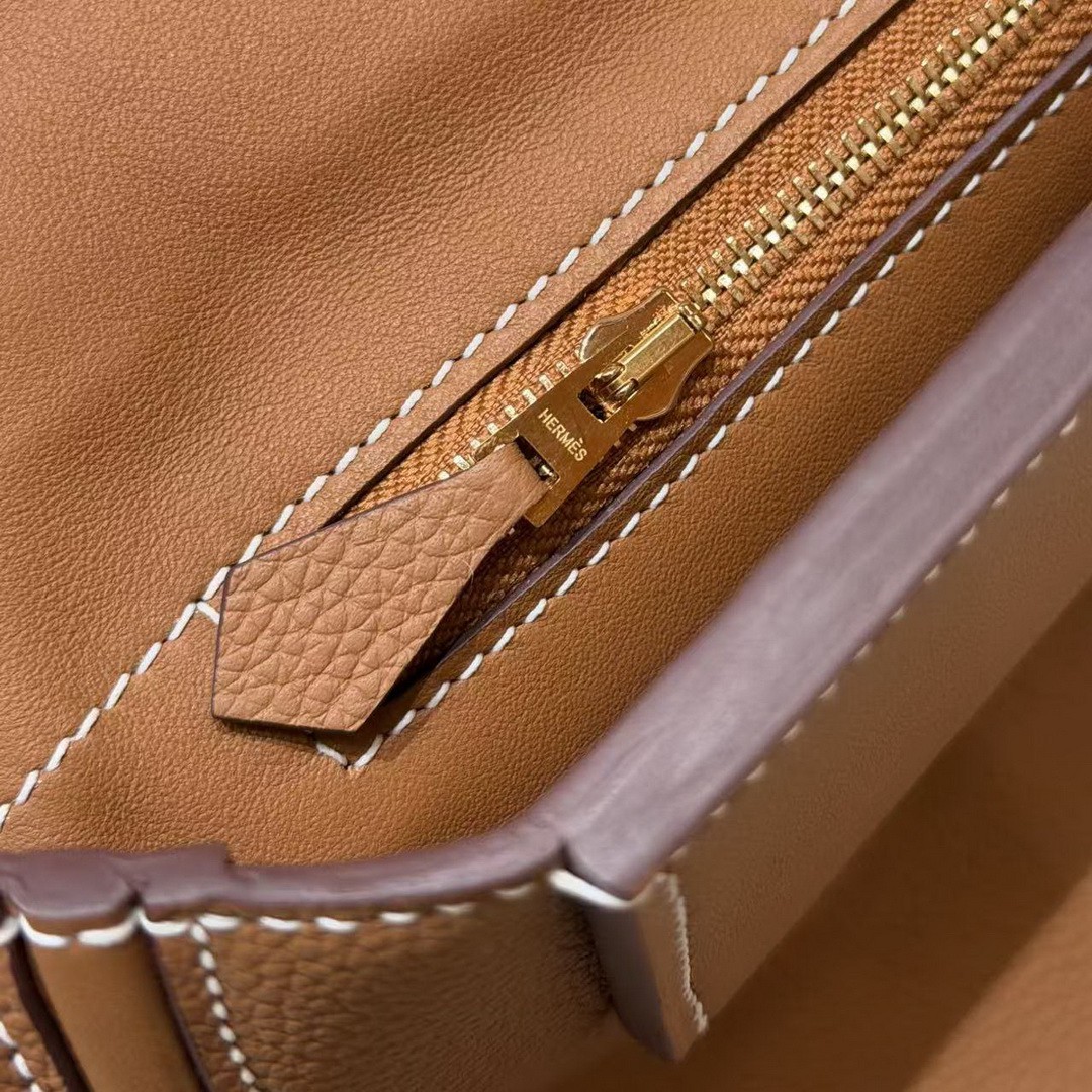 Hermes Kelly 2424 24/24 Bag 29CM Handmade In Togo and Swift Calfskin Leather Gold Hardware 37 Gold - Image 11