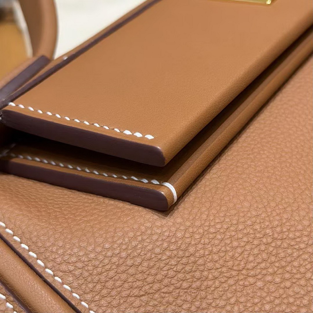 Hermes Kelly 2424 24/24 Bag 29CM Handmade In Togo and Swift Calfskin Leather Gold Hardware 37 Gold - Image 10