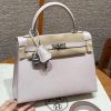Hermes Kelly 25 Bag Handmade In Epsom Calfskin Leather Silver Hardware 09 Mauve Pale