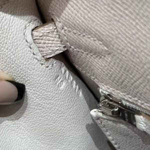 Hermes Kelly 25 Bag Handmade In Epsom Calfskin Leather Silver Hardware 09 Mauve Pale - Image 13