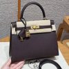 Hermes Kelly 25 Bag Handmade In Epsom Calfskin Leather Gold Hardware 0G Rouge Sellier