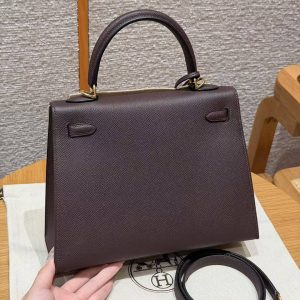 Hermes Kelly 25 Bag Handmade In Epsom Calfskin Leather Gold Hardware 0G Rouge Sellier - Image 2