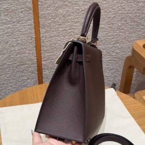 Hermes Kelly 25 Bag Handmade In Epsom Calfskin Leather Gold Hardware 0G Rouge Sellier - Image 26