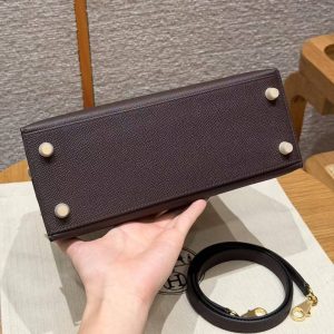 Hermes Kelly 25 Bag Handmade In Epsom Calfskin Leather Gold Hardware 0G Rouge Sellier - Image 25