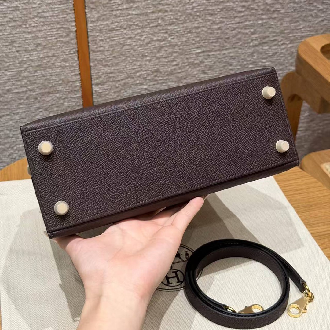 Hermes Kelly 25 Bag Handmade In Epsom Calfskin Leather Gold Hardware 0G Rouge Sellier - Image 25