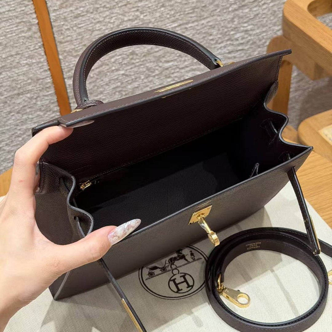 Hermes Kelly 25 Bag Handmade In Epsom Calfskin Leather Gold Hardware 0G Rouge Sellier - Image 24