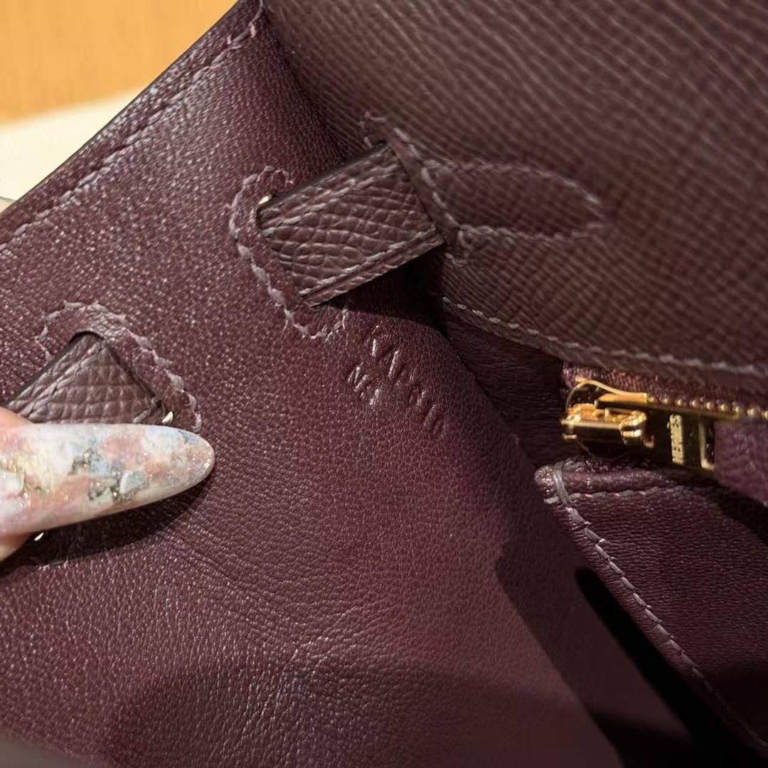 Hermes Kelly 25 Bag Handmade In Epsom Calfskin Leather Gold Hardware 0G Rouge Sellier - Image 22