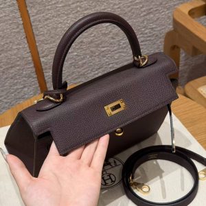 Hermes Kelly 25 Bag Handmade In Epsom Calfskin Leather Gold Hardware 0G Rouge Sellier - Image 18