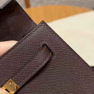 Hermes Kelly 25 Bag Handmade In Epsom Calfskin Leather Gold Hardware 0G Rouge Sellier - Image 17