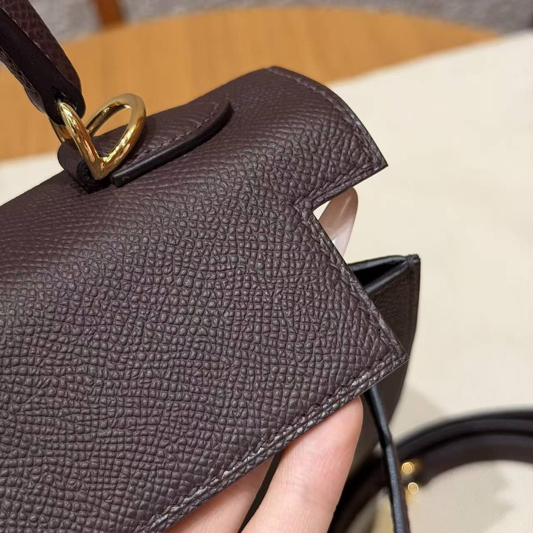 Hermes Kelly 25 Bag Handmade In Epsom Calfskin Leather Gold Hardware 0G Rouge Sellier - Image 15
