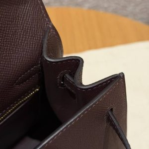 Hermes Kelly 25 Bag Handmade In Epsom Calfskin Leather Gold Hardware 0G Rouge Sellier - Image 14