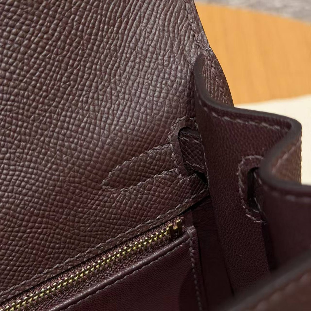 Hermes Kelly 25 Bag Handmade In Epsom Calfskin Leather Gold Hardware 0G Rouge Sellier - Image 13
