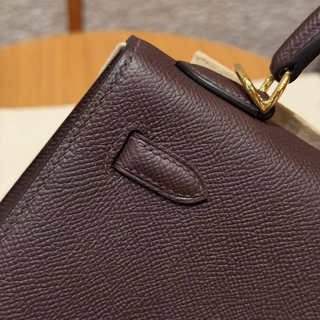 Hermes Kelly 25 Bag Handmade In Epsom Calfskin Leather Gold Hardware 0G Rouge Sellier - Image 11