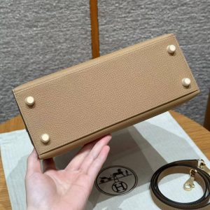 Hermes Kelly 25 Bag Handmade In Epsom Calfskin Leather Gold Hardware 0M Chai - Image 18
