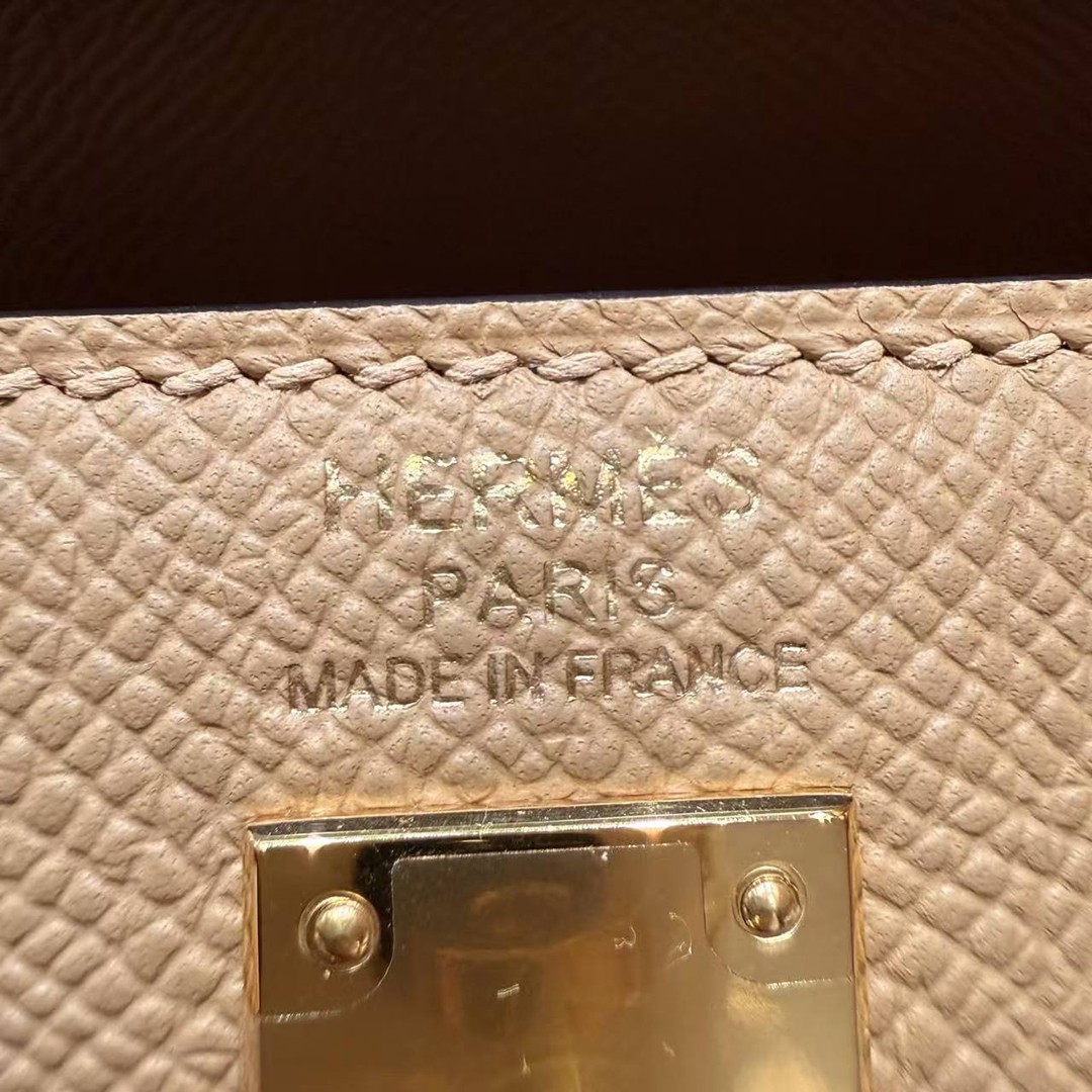 Hermes Kelly 25 Bag Handmade In Epsom Calfskin Leather Gold Hardware 0M Chai - Image 16