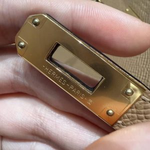 Hermes Kelly 25 Bag Handmade In Epsom Calfskin Leather Gold Hardware 0M Chai - Image 15