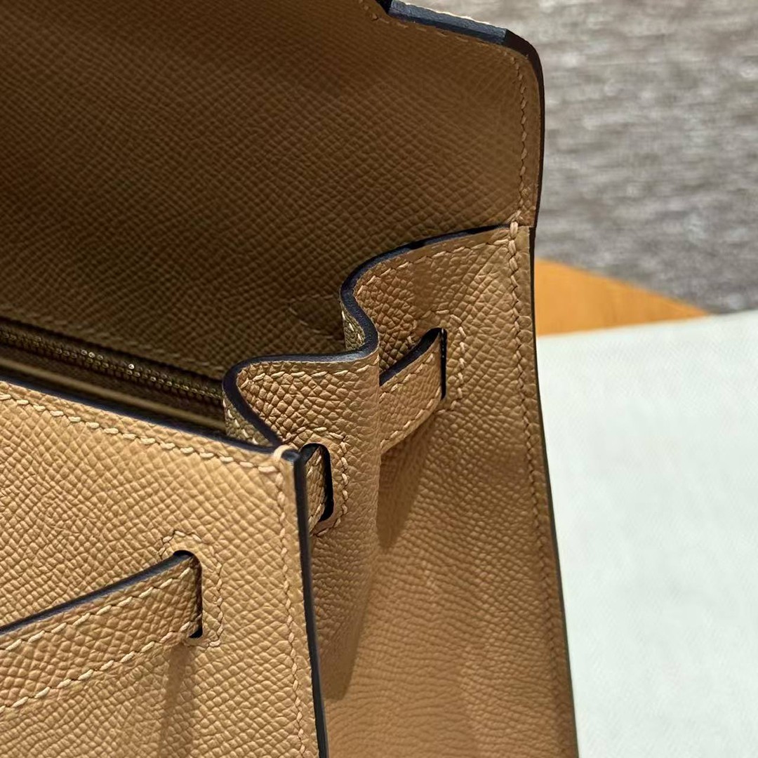 Hermes Kelly 25 Bag Handmade In Epsom Calfskin Leather Gold Hardware 0M Chai - Image 11