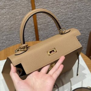 Hermes Kelly 25 Bag Handmade In Epsom Calfskin Leather Gold Hardware 0M Chai - Image 10
