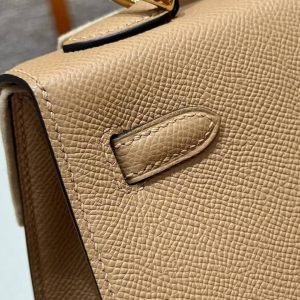 Hermes Kelly 25 Bag Handmade In Epsom Calfskin Leather Gold Hardware 0M Chai - Image 7