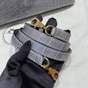 Hermes Kelly 25 Bag Handmade In Bright Faced American Alligator Leather Gold Hardware 0V Gris Ciment - Image 8