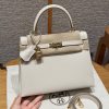 Hermes Kelly 25 Bag Handmade In Epsom Calfskin Leather Gold Hardware 10 Craie