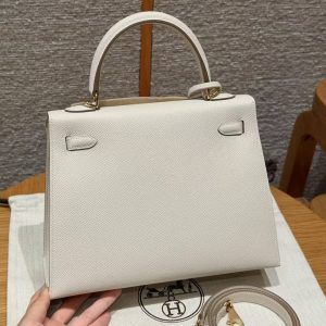Hermes Kelly 25 Bag Handmade In Epsom Calfskin Leather Gold Hardware 10 Craie - Image 2