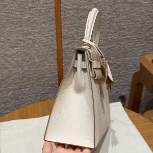 Hermes Kelly 25 Bag Handmade In Epsom Calfskin Leather Gold Hardware 10 Craie - Image 20