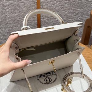 Hermes Kelly 25 Bag Handmade In Epsom Calfskin Leather Gold Hardware 10 Craie - Image 18