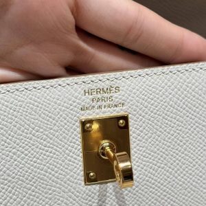 Hermes Kelly 25 Bag Handmade In Epsom Calfskin Leather Gold Hardware 10 Craie - Image 17