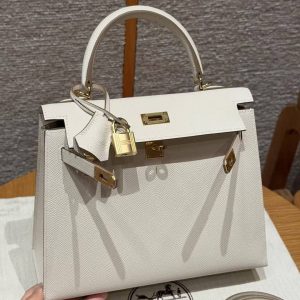 Hermes Kelly 25 Bag Handmade In Epsom Calfskin Leather Gold Hardware 10 Craie - Image 13