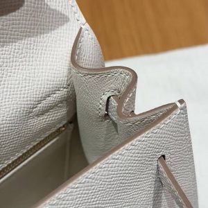 Hermes Kelly 25 Bag Handmade In Epsom Calfskin Leather Gold Hardware 10 Craie - Image 10