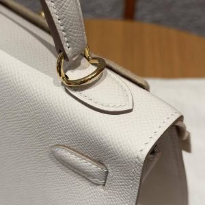Hermes Kelly 25 Bag Handmade In Epsom Calfskin Leather Gold Hardware 10 Craie - Image 7