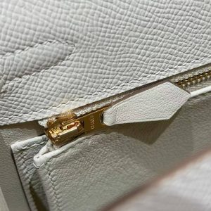 Hermes Kelly 25 Bag Handmade In Epsom Calfskin Leather Gold Hardware 10 Craie - Image 5