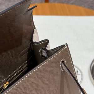 Hermes Kelly 25 Bag Handmade In Epsom Calfskin Leather From France Gold Hardware 18 Etoupe 10 Craie - Image 24