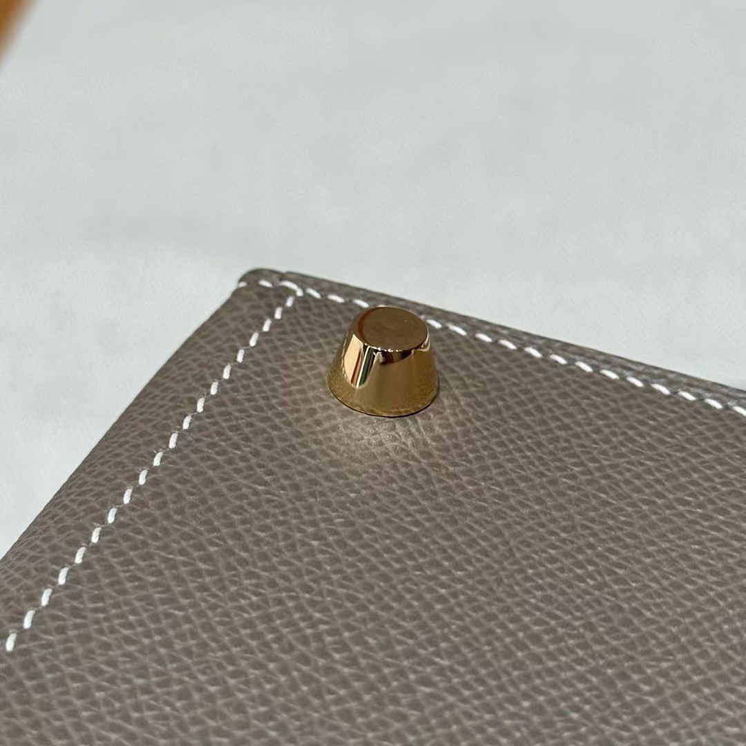 Hermes Kelly 25 Bag Handmade In Epsom Calfskin Leather From France Gold Hardware 18 Etoupe 10 Craie - Image 20