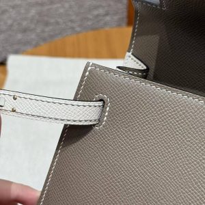 Hermes Kelly 25 Bag Handmade In Epsom Calfskin Leather From France Gold Hardware 18 Etoupe 10 Craie - Image 12