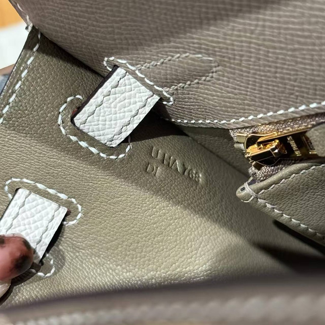 Hermes Kelly 25 Bag Handmade In Epsom Calfskin Leather Gold Hardware 18 Etoupe 10 Craie - Image 14