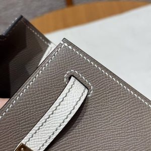 Hermes Kelly 25 Bag Handmade In Epsom Calfskin Leather Gold Hardware 18 Etoupe 10 Craie - Image 7