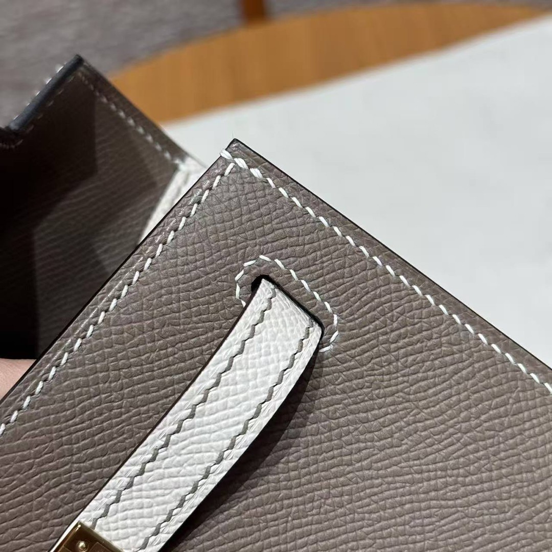 Hermes Kelly 25 Bag Handmade In Epsom Calfskin Leather Gold Hardware 18 Etoupe 10 Craie - Image 7