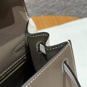 Hermes Kelly 25 Bag Handmade In Epsom Calfskin Leather Gold Hardware 18 Etoupe 10 Craie - Image 6