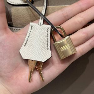 Hermes Kelly 25 Bag Handmade In Epsom Calfskin Leather Gold Hardware 18 Etoupe 10 Craie - Image 5
