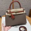 Hermes Kelly 25 Bag Handmade In Chèvre Calfskin Leather From France Gold Hardware 18 Etoupe 30 Noisette