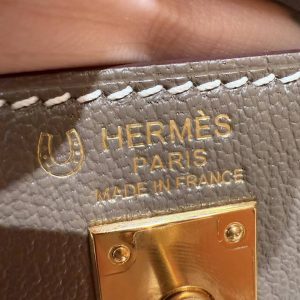 Hermes Kelly 25 Bag Handmade In Chèvre Calfskin Leather From France Gold Hardware 18 Etoupe 30 Noisette - Image 22