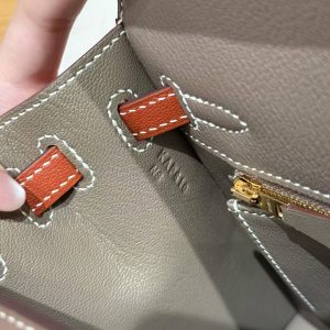 Hermes Kelly 25 Bag Handmade In Chèvre Calfskin Leather From France Gold Hardware 18 Etoupe 30 Noisette - Image 20