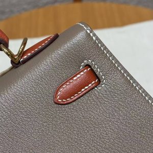 Hermes Kelly 25 Bag Handmade In Chèvre Calfskin Leather From France Gold Hardware 18 Etoupe 30 Noisette - Image 8