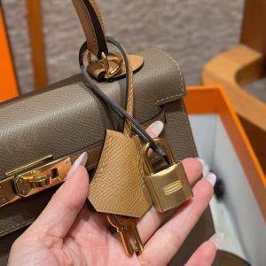 Hermes Kelly 25 Bag Handmade In Epsom Calfskin Leather Gold Hardware 18 Etoupe 3G Alezan 4B Biscuit - Image 9