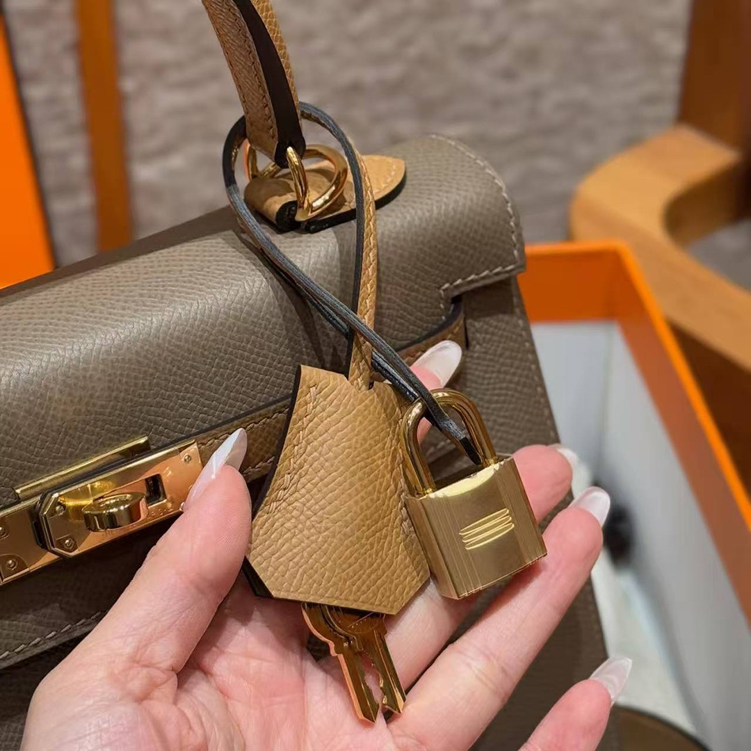 Hermes Kelly 25 Bag Handmade In Epsom Calfskin Leather Gold Hardware 18 Etoupe 3G Alezan 4B Biscuit - Image 9