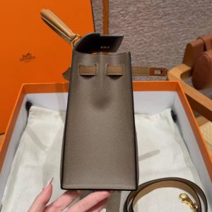 Hermes Kelly 25 Bag Handmade In Epsom Calfskin Leather Gold Hardware 18 Etoupe 3G Alezan 4B Biscuit - Image 3